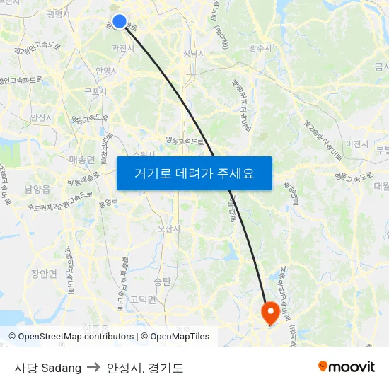사당 Sadang to 안성시, 경기도 map