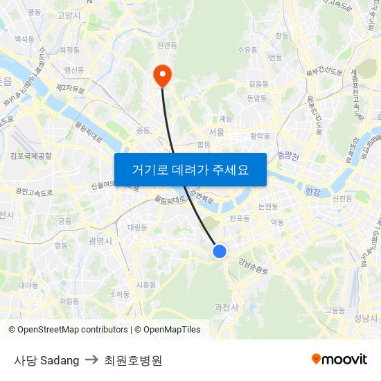 사당 Sadang to 최원호병원 map