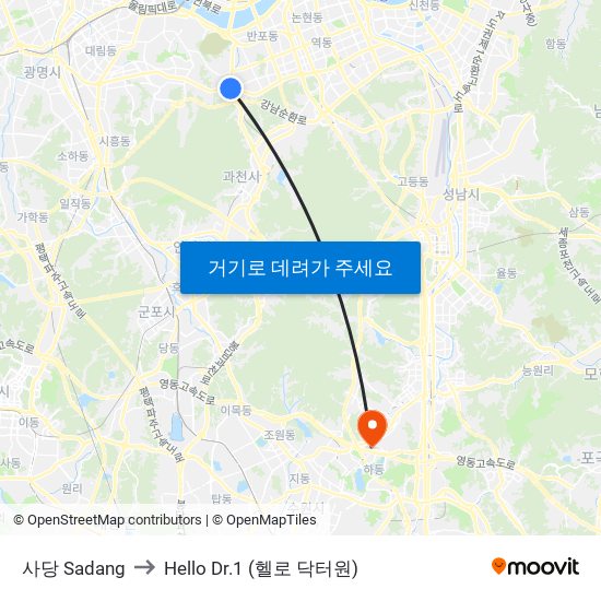 사당 Sadang to Hello Dr.1 (헬로 닥터원) map