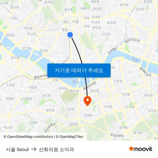 서울 Seoul to 선화의원 소아과 map