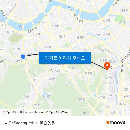사당 Sadang to 서울요양원 map