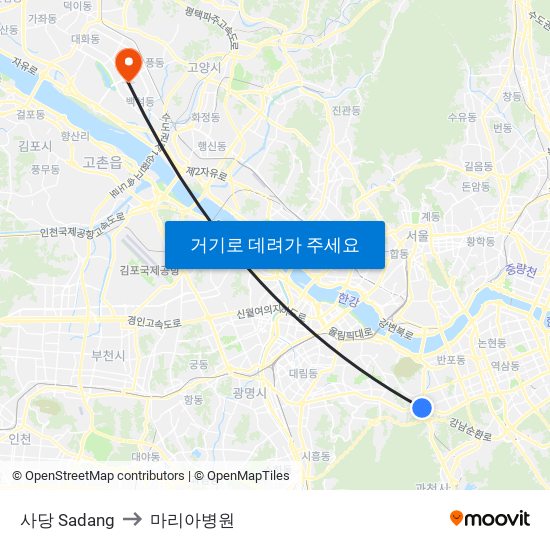 사당 Sadang to 마리아병원 map