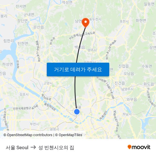 서울 Seoul to 성 빈첸시오의 집 map