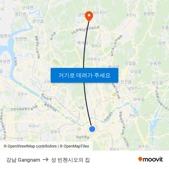 강남 Gangnam to 성 빈첸시오의 집 map