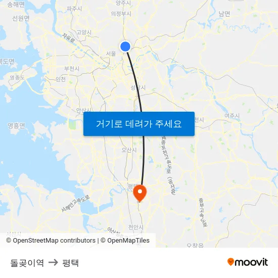 돌곶이역 to 평택 map