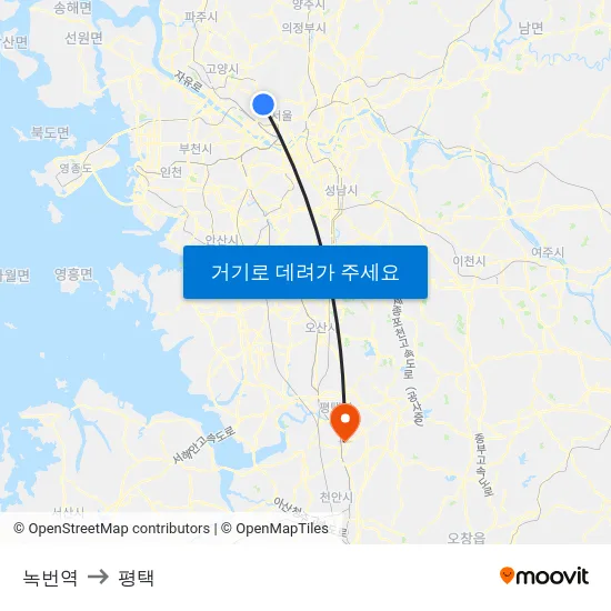 녹번역 to 평택 map