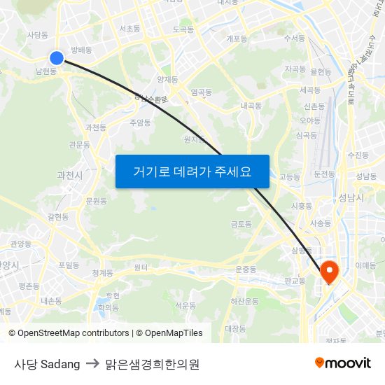 사당 Sadang to 맑은샘경희한의원 map