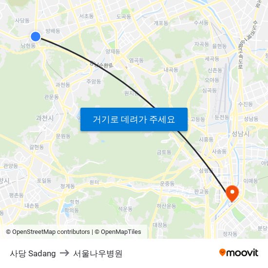 사당 Sadang to 서울나우병원 map