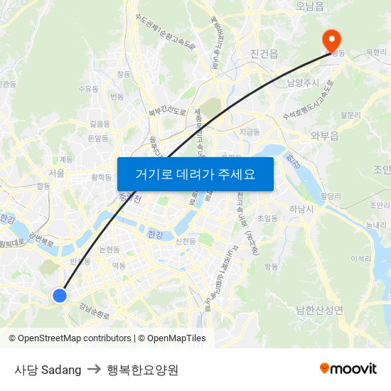 사당 Sadang to 행복한요양원 map