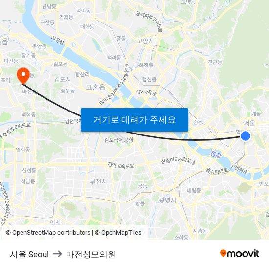 서울 Seoul to 마전성모의원 map