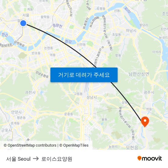 서울 Seoul to 로이스요양원 map