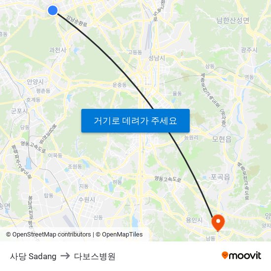 사당 Sadang to 다보스병원 map