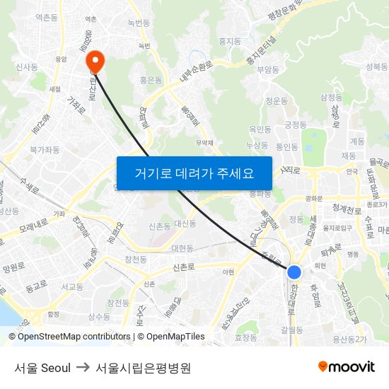 서울 Seoul to 서울시립은평병원 map