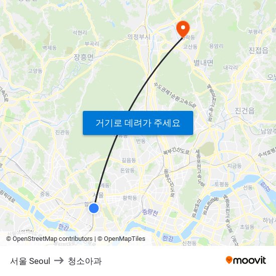 서울 Seoul to 청소아과 map