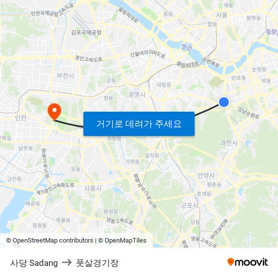 사당 Sadang to 풋살경기장 map