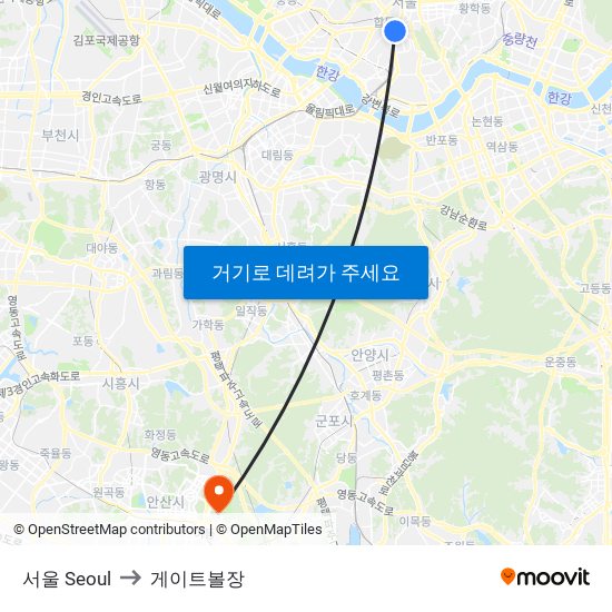 서울 Seoul to 게이트볼장 map