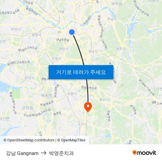 강남 Gangnam to 박영준치과 map