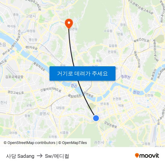 사당 Sadang to Sw/메디컬 map