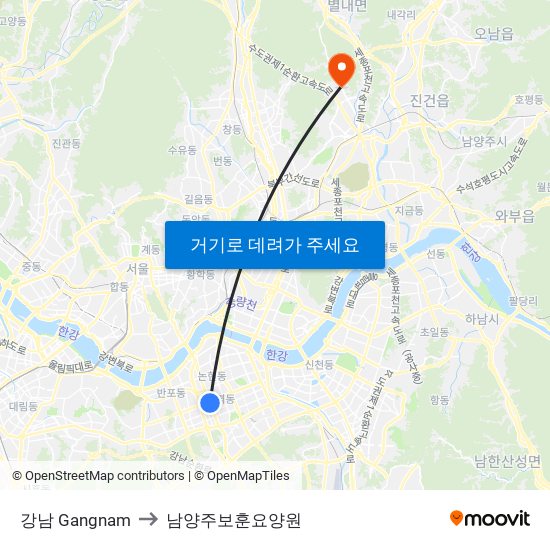 강남 Gangnam to 남양주보훈요양원 map