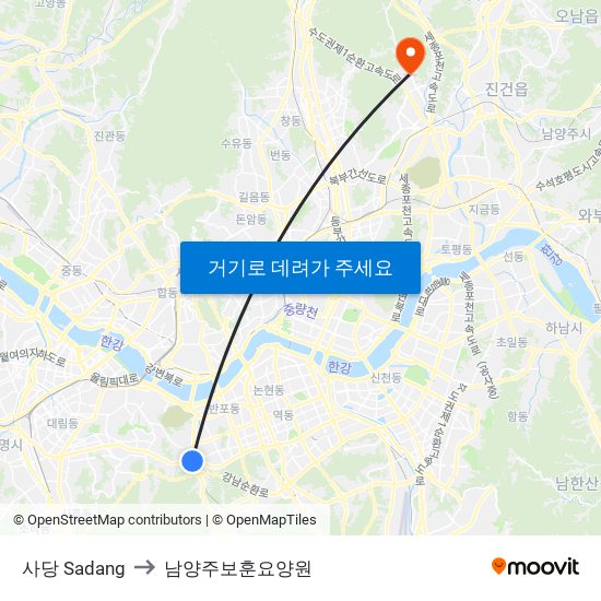 사당 Sadang to 남양주보훈요양원 map