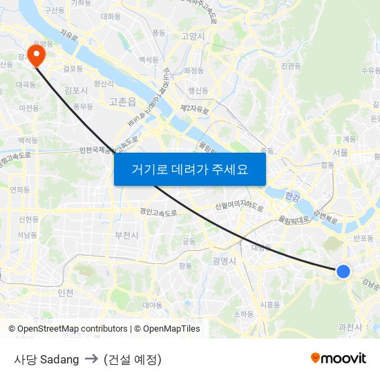 사당 Sadang to (건설 예정) map