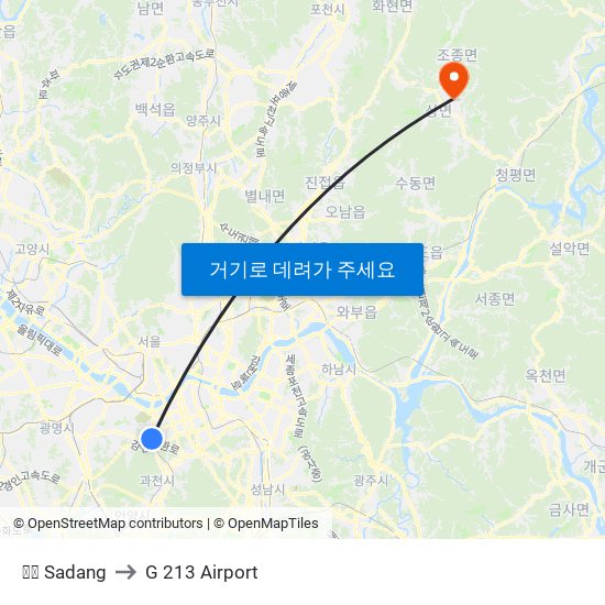 사당 Sadang to G 213 Airport map