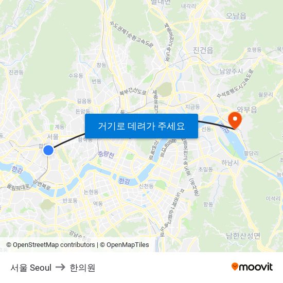 서울 Seoul to 한의원 map