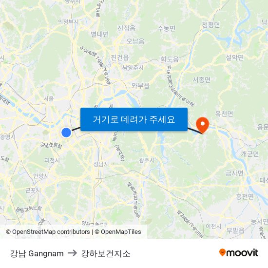 강남 Gangnam to 강하보건지소 map