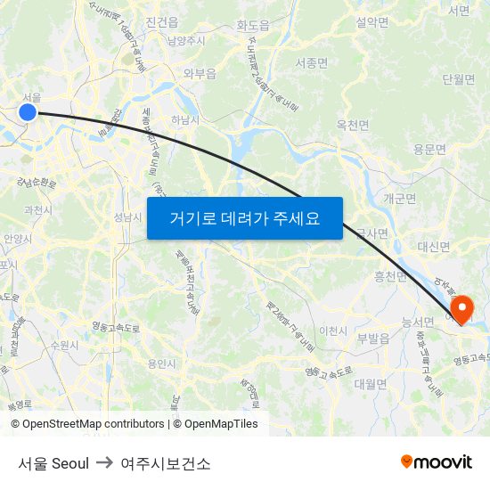 서울 Seoul to 여주시보건소 map