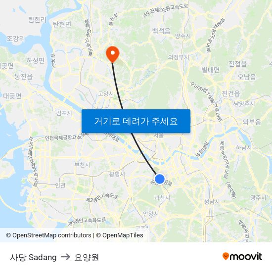 사당 Sadang to 요양원 map