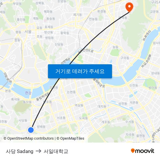 사당 Sadang to 서일대학교 map