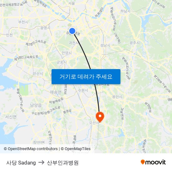 사당 Sadang to 산부인과병원 map