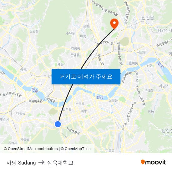 사당 Sadang to 삼육대학교 map