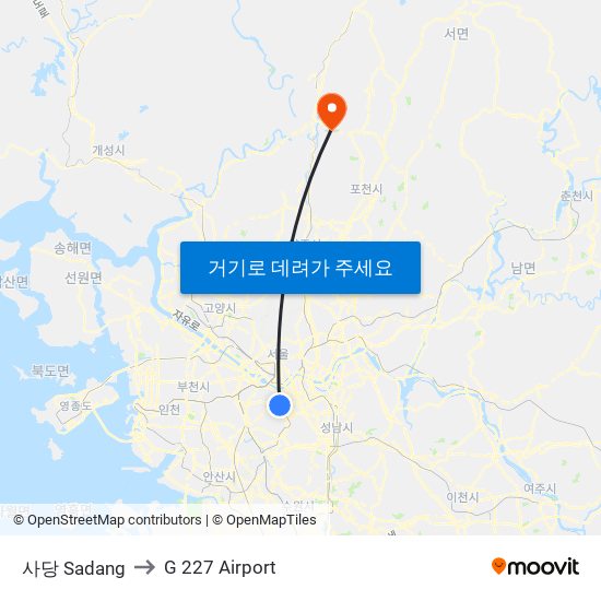 사당 Sadang to G 227 Airport map