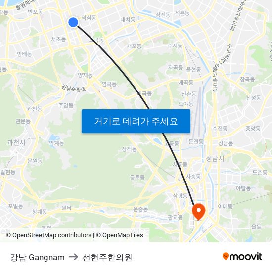 강남 Gangnam to 선현주한의원 map