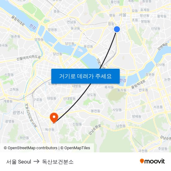 서울 Seoul to 독산보건분소 map