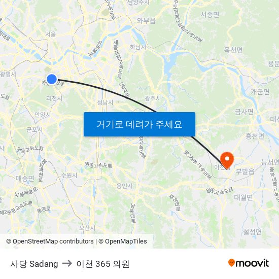 사당 Sadang to 이천 365 의원 map