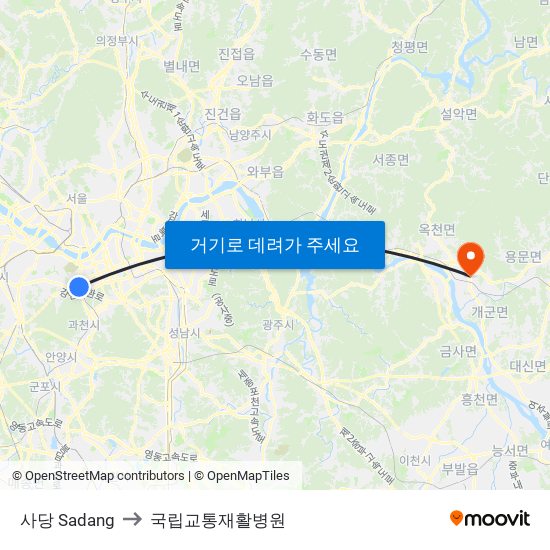 사당 Sadang to 국립교통재활병원 map