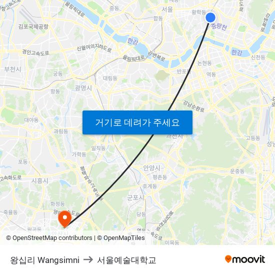 왕십리 Wangsimni to 서울예술대학교 map