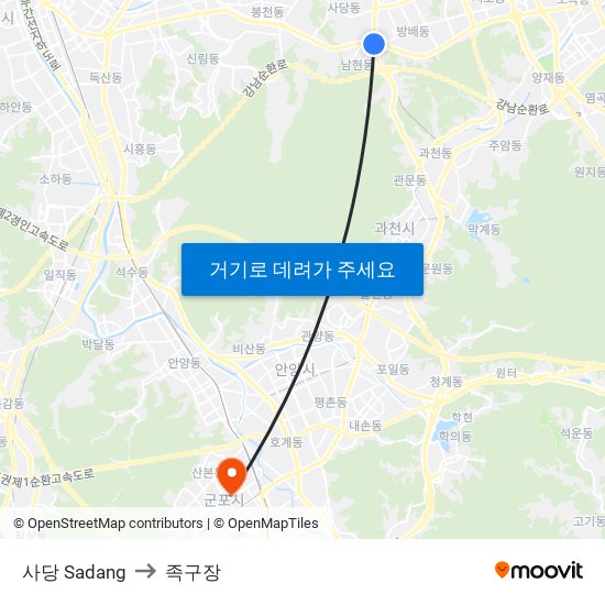 사당 Sadang to 족구장 map