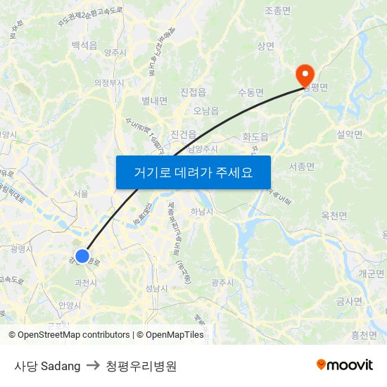 사당 Sadang to 청평우리병원 map