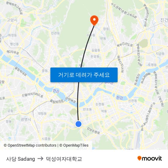 사당 Sadang to 덕성여자대학교 map