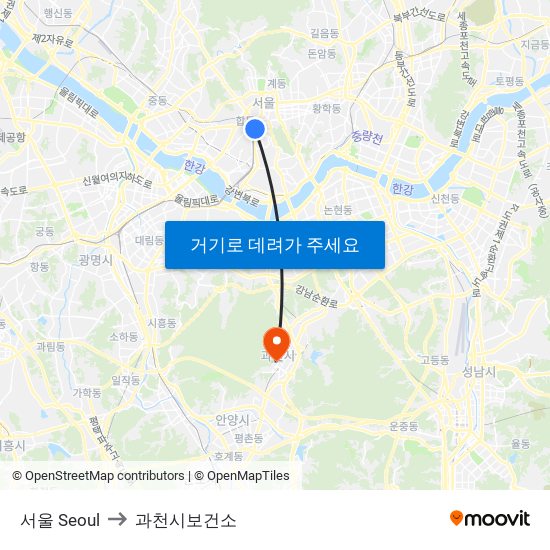 서울 Seoul to 과천시보건소 map