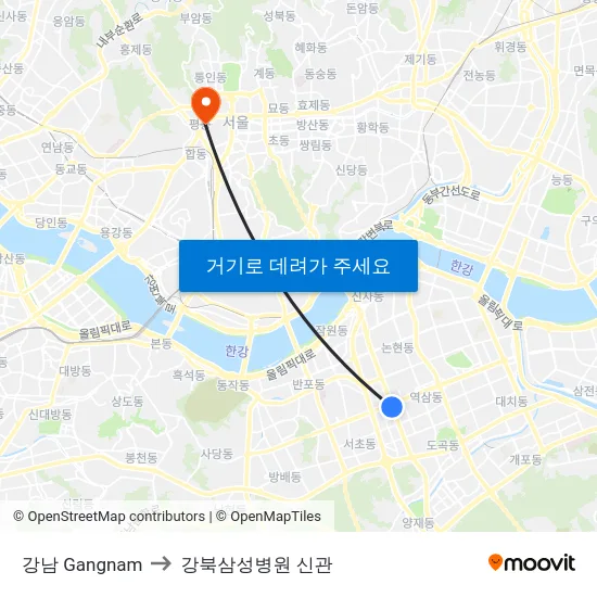 강남 Gangnam to 강북삼성병원 신관 map