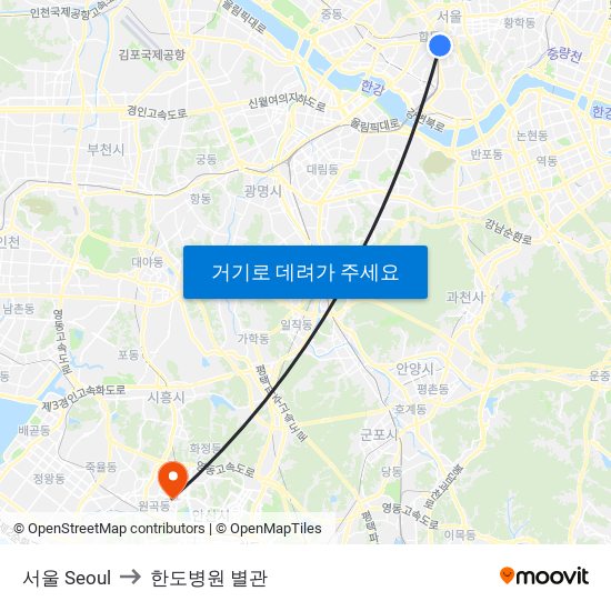 서울 Seoul to 한도병원 별관 map