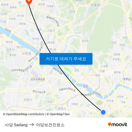 사당 Sadang to 야당보건진료소 map