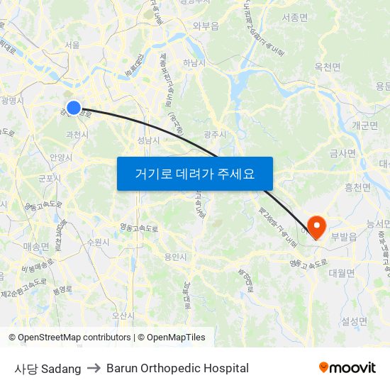 사당 Sadang to Barun Orthopedic Hospital map