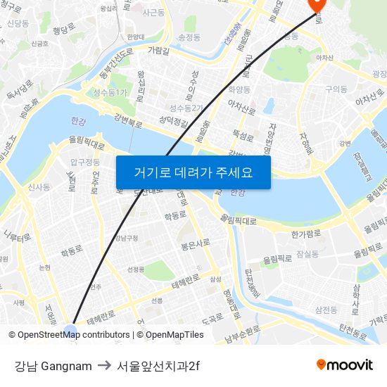 강남 Gangnam to 서울앞선치과2f map