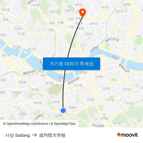 사당 Sadang to 成均馆大学校 map