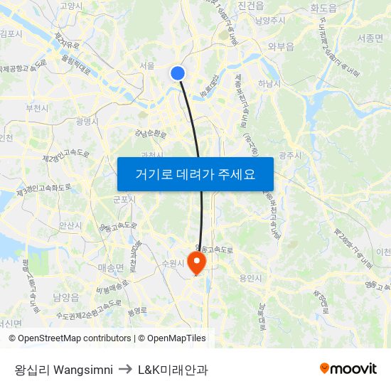 왕십리 Wangsimni to L&K미래안과 map